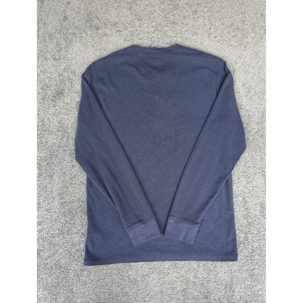 Banana Republic Mens Navy Blue Waffle Knit Long Sleeve Henley Shirt Size L